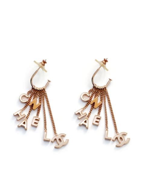 chanel letter drop earrings replica|pre owned Chanel earrings.